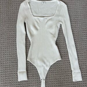 Abercrombie & Fitch Cream Ribbed Knit Top